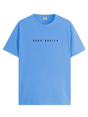 ADRO Mens Solid Regular Fit T-Shirt (RN24-AR2-SK_Sky Blue