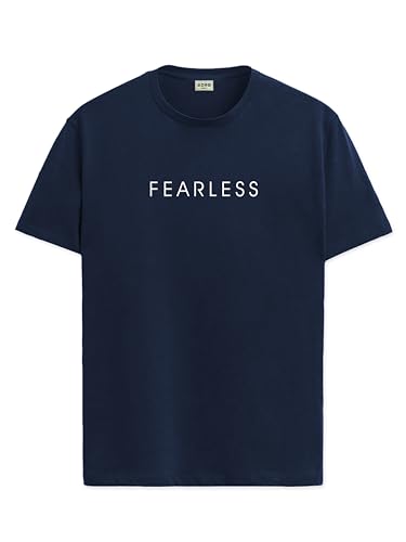 ADRO Mens Solid Regular Fit T-Shirt (RN24-FRL-NB_Navy Blue