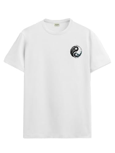 ADRO Mens Solid Regular Fit T-Shirt (RN24-STICK-YONG-WH_White