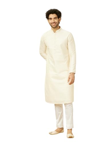 Manyavar Mens White dex Trouser
