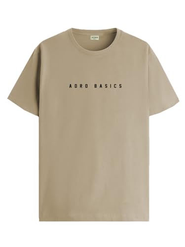 ADRO Mens Solid Regular Fit T-Shirt (RN24-AR2-BE_Beige
