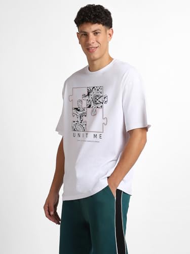 Nobero MenS Solid Oversized Fit T-Shirt (1M-Twrt-C0726_White