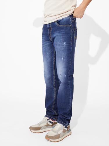 The Souled Store Denim: Sapphire Men and Boys Buttoned Slim Fit Cotton Blend Jeans