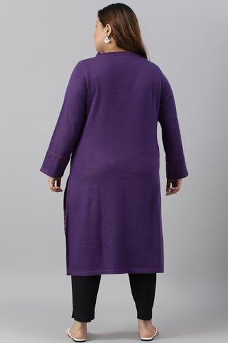 W for Woman Women Polyester Regular Printed Winter Plus Size Kurta