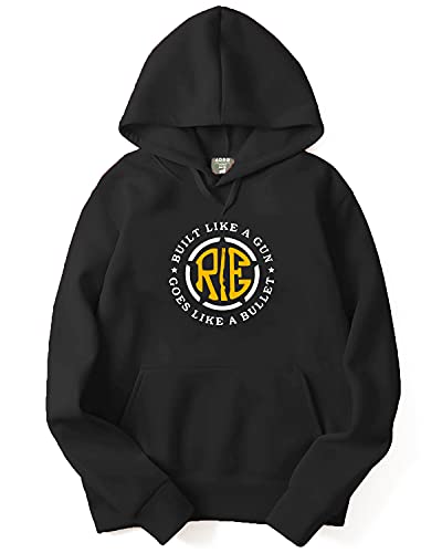 ADRO Mens Cotton Neck Hooded Sweatshirt (H21-M-BUL-BL_Black_XL)