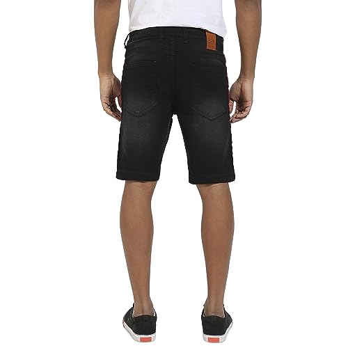 Campus Sutra Mens Boyfriend Shorts (CBSSSM23JN_SHORT3L_M_PLN_BL_Black