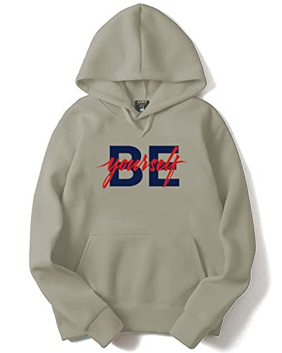 ADRO Mens Cotton Hooded Neck Hoodie (H20-M-BYO-CH_Beige_XL)