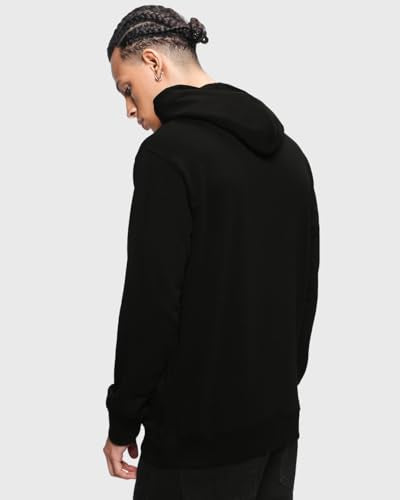 Bewakoof Mens Graphic Print Regular Fit Full Sleeve Fleece Hoodies Black