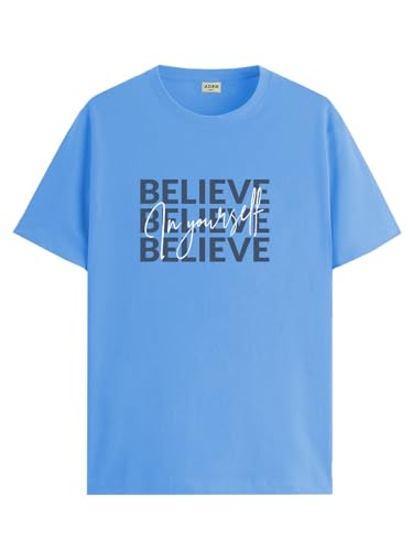 ADRO Mens Solid Regular Fit T-Shirt (RN24-INV-SK_Sky Blue