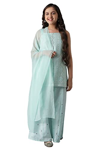 Aurelia Pastel Blue Kurta and Palazzo Girls Set