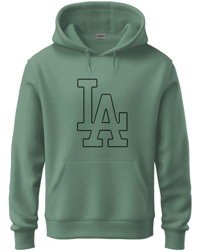 ADRO Mens Cotton Neck Hooded Sweatshirt (H24-LA-PT-2XL_Pista)