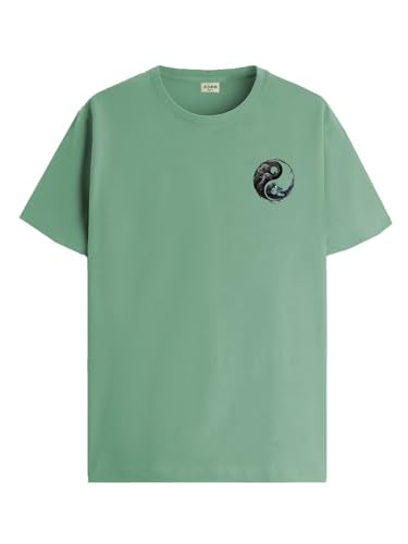ADRO Mens Solid Regular Fit T-Shirt (RN24-STICK-YONG-PT_Pista
