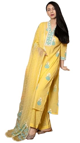 ANNI DESIGNER Womens Rayon Viscose Printed Straight Kurta with Pant & Dupatta (Belagavi Mustard-VKS01_5XL_Mustard_XXXXX-Large)