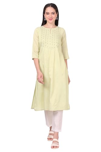 Aurelia WomenS Beaded Straight Chanderi Lurex Green Kurta (Size: 2Xl)-A15858-705712