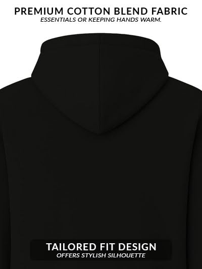 ADRO Mens Cotton Neck Hooded Sweatshirt (ZH24-PLN-BL_Black