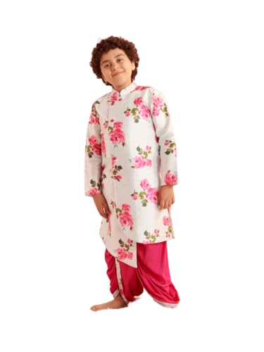 Pspeaches Boys Floral Printed Regular Kurta With Dhoti Pants (6-7Years)