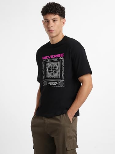 Nobero MenS Solid Oversized Fit T-Shirt (1M-Twrt-C0730_Black