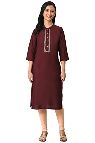 Aurelia Womens Rayon Regular Kurta (22STA11560-602011_Maroon