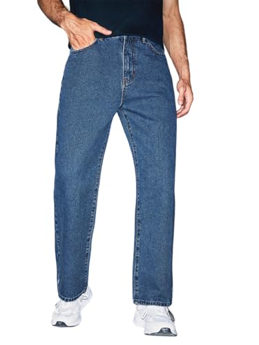 KOTTY Mens Solid Mid Rise Comfortable and Strechable Stylish Jeans(Blue,32)