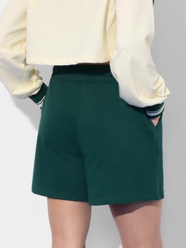The Souled Store Harry Potter: Slytherin Prefect Women and Girls Elasticated Green Graphic Printed Regular Fit Above The Knee Co