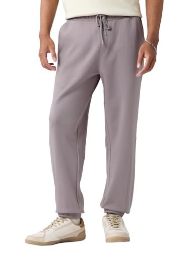 The Souled Store Iris Men and Boys Drawstringed Grey Solid Cotton Blend Oversized Joggers