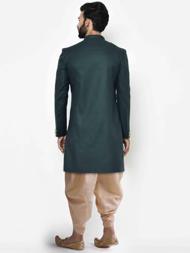 Kisah MenS Sherwani & Trouser Set Solid Cotton Blend Ethnic Wear For Men Regular Fit Wedding & Festive Look Dry Clean Only, G