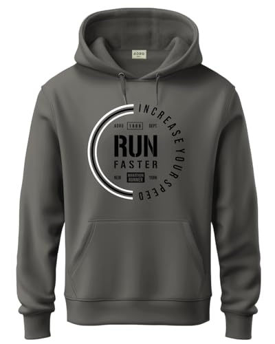 ADRO Mens Cotton Neck Hooded Sweatshirt (H24-FAST-SG-2XL_Steel Grey)