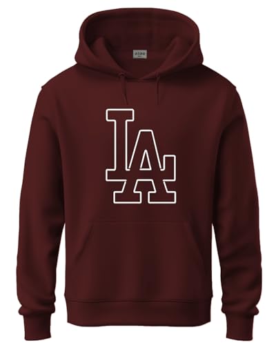 ADRO Mens Cotton Neck Hooded Sweatshirt (H24-LA-MR-2XL_Maroon)