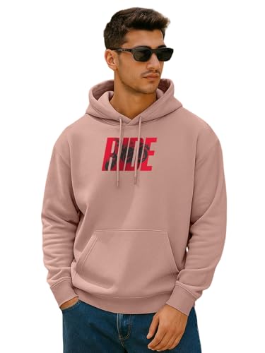 Veirdo Mens Polycotton Oversized Fit Hoodie Full Sleeve Front Chest Graphic Printed Drop Shoulder Hoodie For