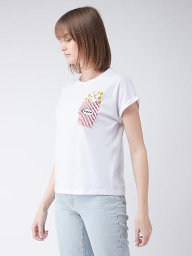 Miss Chase WomenS Cotton Round Neck Short Sleeves Graphic Print Basic T-Shirt
