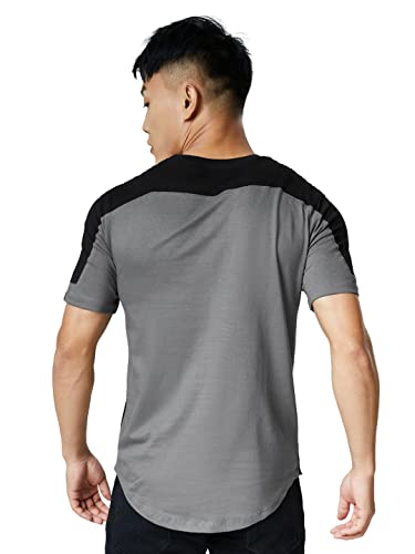 The Souled Store Dc: Batman Logo Men And Boys Short Sleeves Round Neck Grey Graphic Printed Cotton Regular Fit Drop Cut T-Shirts