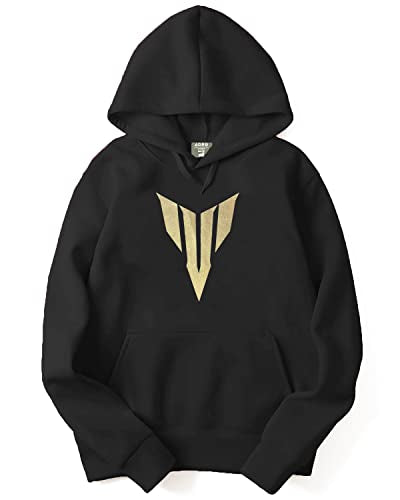 ADRO Mens Cotton Neck Hooded Sweatshirt (H22-GL-YMH-BL_Black_XL)