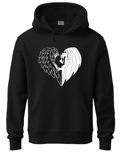 ADRO Mens Cotton Neck Hooded Sweatshirt (H24-DEVI-BL-XL_Black)