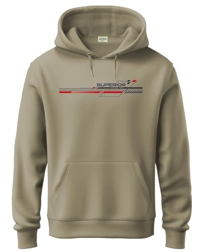 ADRO Mens Cotton Blend Neck Hooded Sweatshirt (H24-RAC-BE_Beige