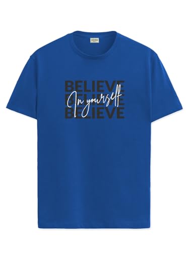ADRO Mens Solid Regular Fit T-Shirt (RN24-INV-RB_Royal Blue