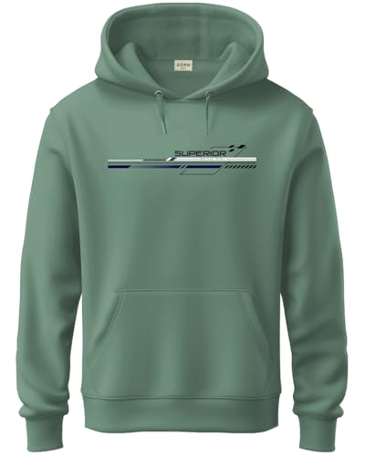 ADRO Mens Cotton Blend Neck Hooded Sweatshirt (H24-RAC-PT-XL_Pista)