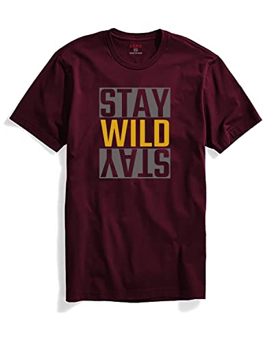 ADRO Mens Stay Wild Typography Printed Cotton T-Shirt (RNR-M-Wild-MR_Maroon_XL)