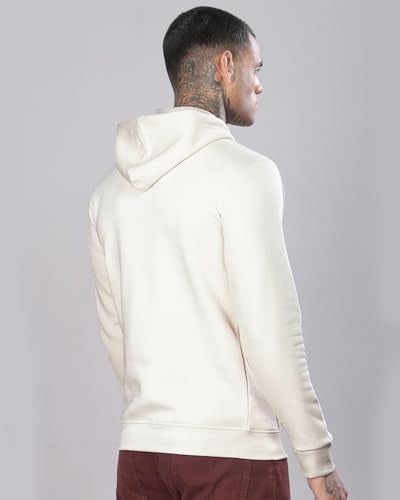 ADRO Men's Printed Hoodie, Cotton, Size 48, White Sand, Model H24-M-PLN-WS