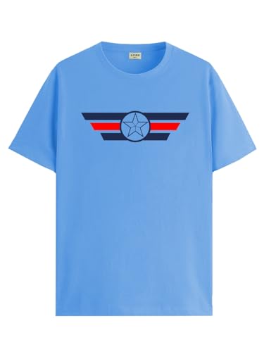 ADRO Mens Solid Regular Fit T-Shirt (RN24-CAP-SK_Sky Blue