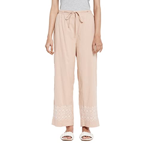 Fabindia Women Chikankari Casual Pant Cotton_Xl Brown