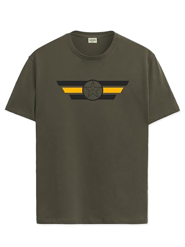 ADRO Mens Solid Regular Fit T-Shirt (RN24-CAP-OL_Olive