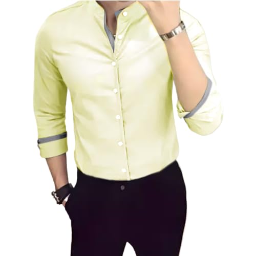 Tee Projekt Mens Shirt Solid Cotton Long Sleeve Button Down Beach l Office l Home (Pack of 1)