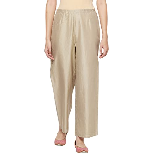 Fabindia Women Silk Waist Tie Up Ijar Pant Cotton_S Beige