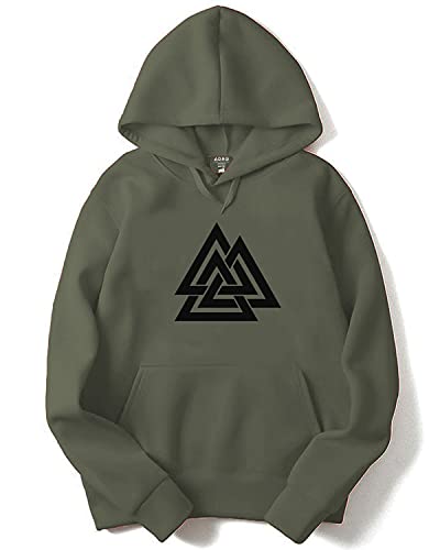 ADRO Mens Cotton Neck Hooded Sweatshirt (H21-M-TKT-OL_Olive_XL)