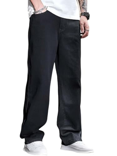 Kotty MenS Solid Regular Fit Mid Distressed Fashionable Trendy Denim Jeans(Black,28)
