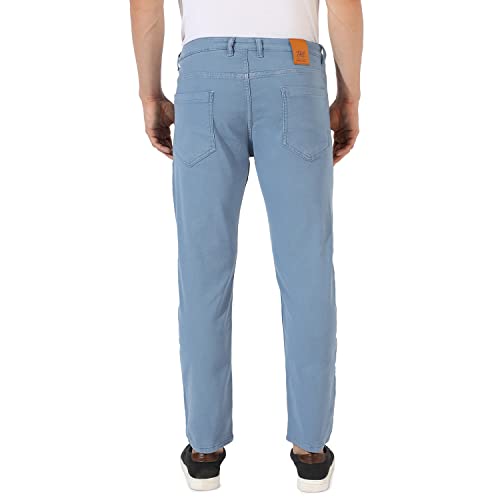 Campus Sutra Mens Classic Blue-Washed Solid Patterned Regular Fit Denim Jeans | Premium Mid-Rise Cotton Stretchable Crafted wit
