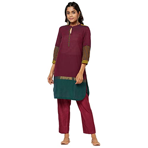 Fabindia WomenS Cotton Solids Regular Tunic_Maroon_M