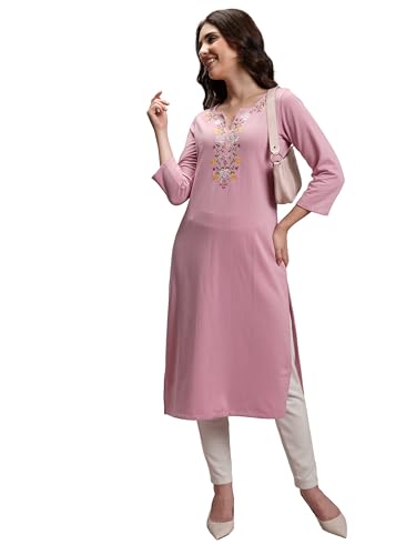 Ketch WomenS Polyester Regular Fit Kurta (Khku000527_Lt Pink