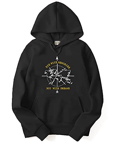 ADRO Men's Cotton Hooded Neck Hoodie/Sweatshirt (H21-M-DIE-BL_Black_L)