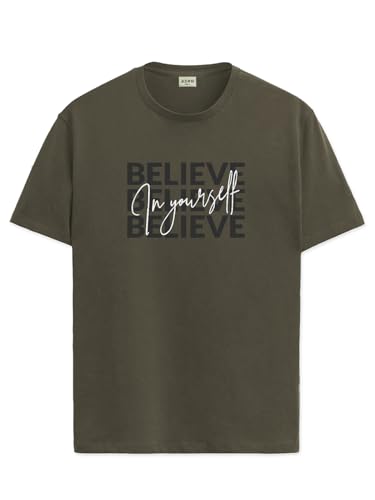 ADRO Mens Solid Regular Fit T-Shirt (RN24-INV-OL_Olive